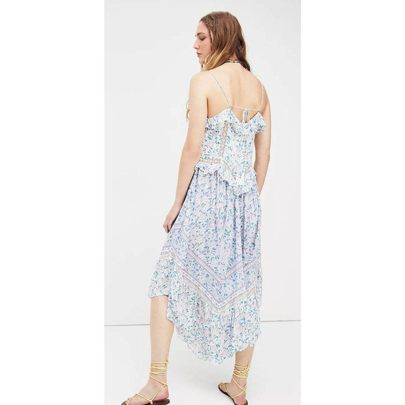 New Free People Canyon Moon Maxi Top $248 X-SMALL Boho Floral Lace Ruffled - Picture 3 of 6